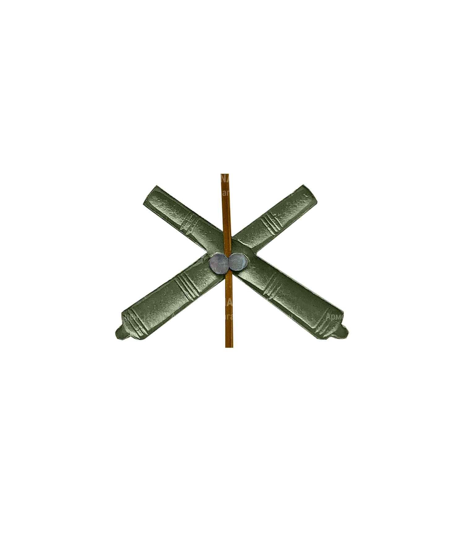Эмблема артиллерии металлическая зеленая
