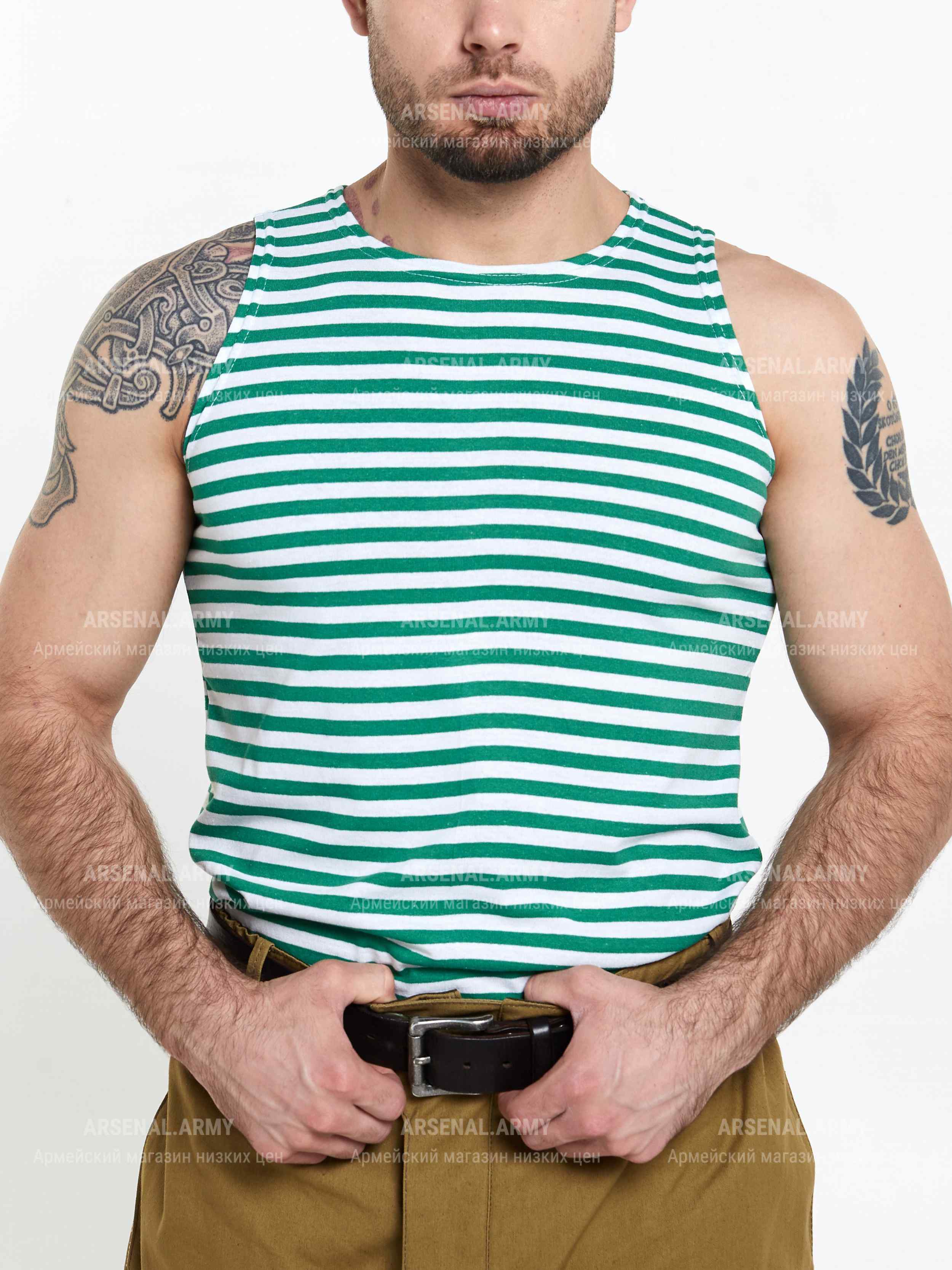 Майка тельняшка зеленая — 4