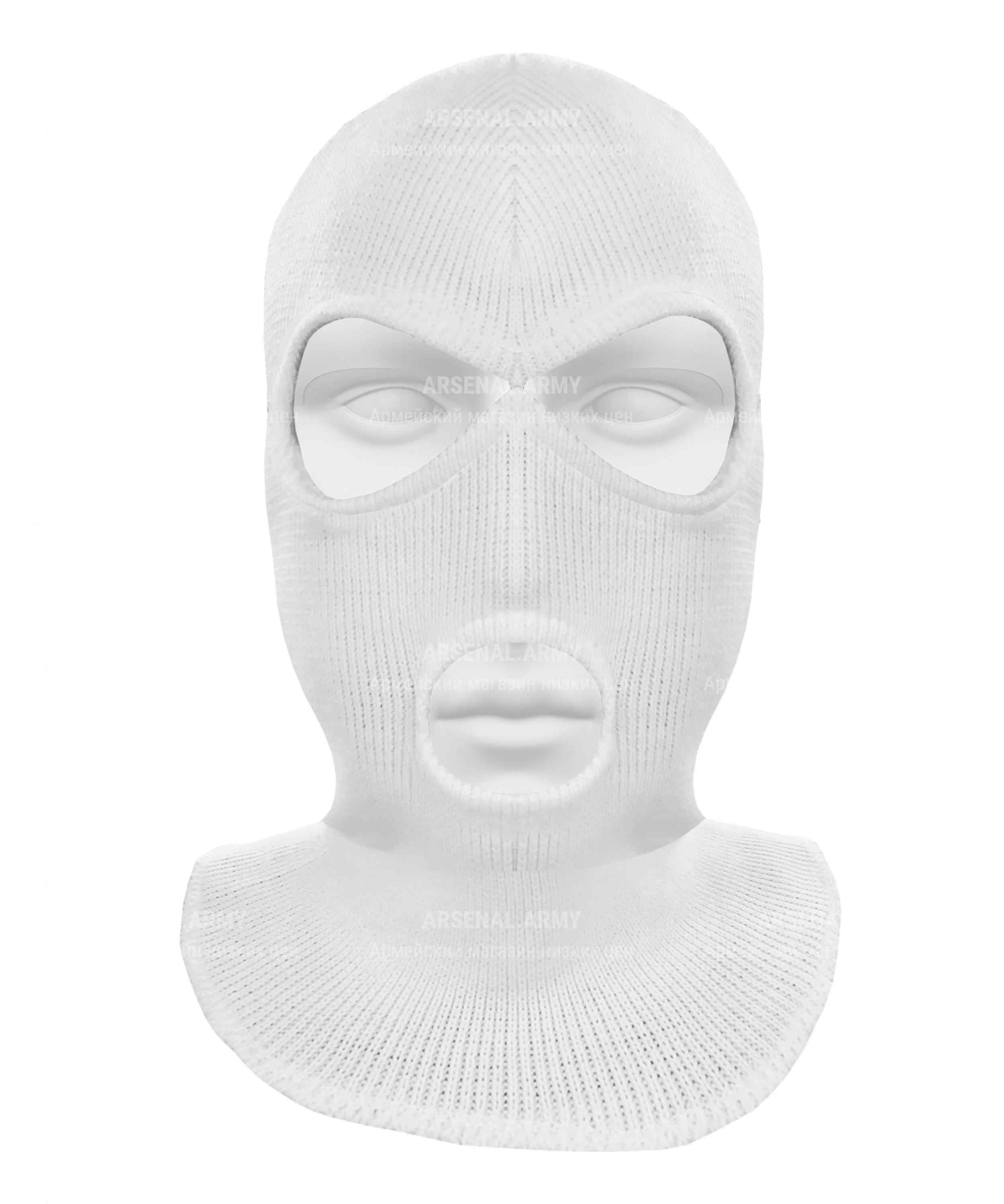 Маска спецназ белая полушерсть со ртом — 1