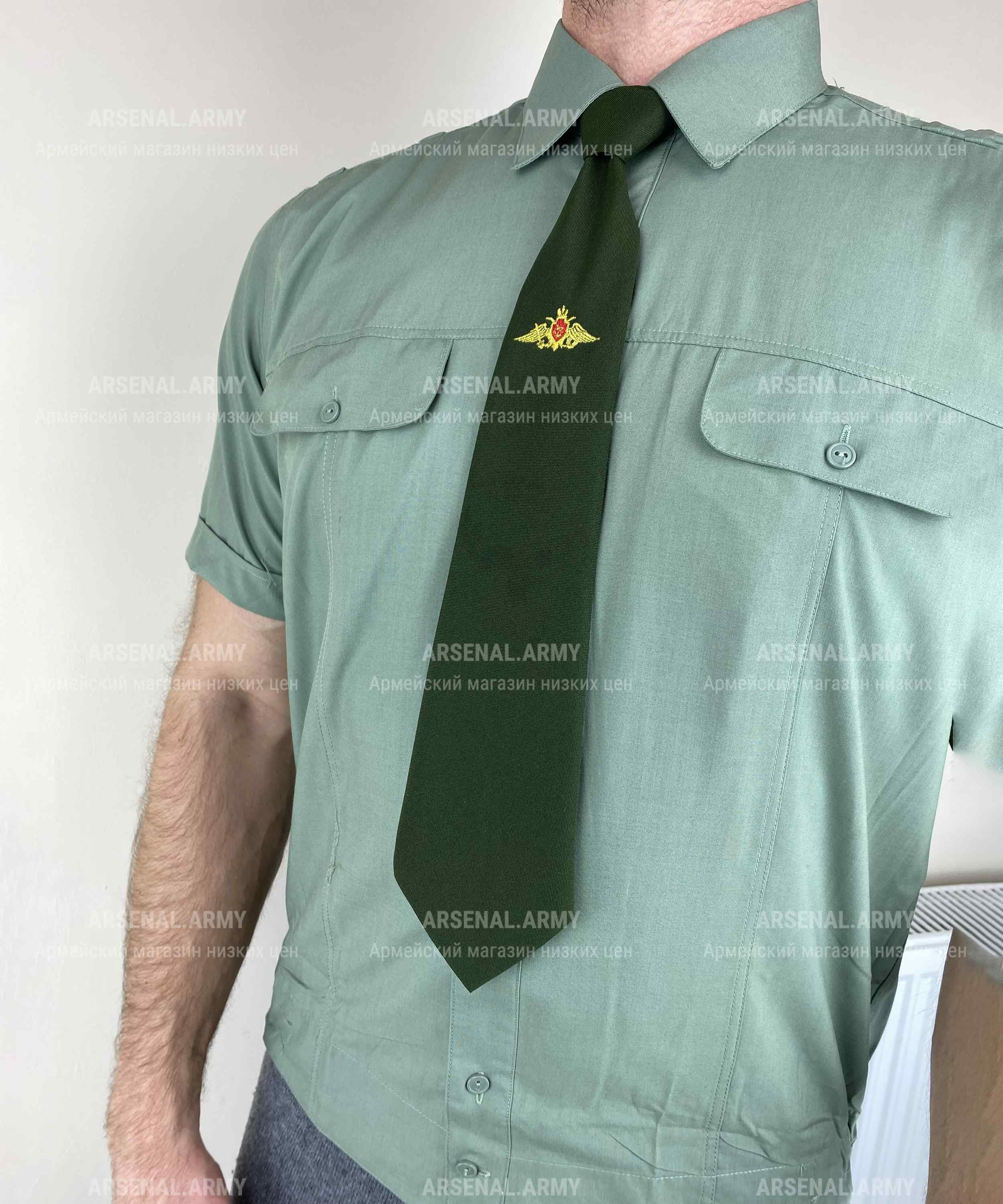 Галстук оливковый РА вышитый — 2