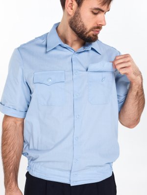 Превью Рубашка полиции мужская голубая (короткий рукав) &mdash; 3