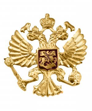 Эмблема на тулью металлическая орел РФ круглый &mdash; 1