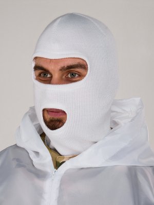 Превью Маска спецназ белая полушерсть с прорезями &mdash; 1