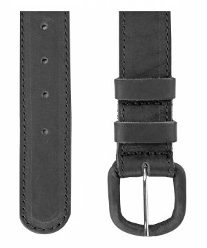 Ремень брючный с обтянутой пряжкой черный — 4