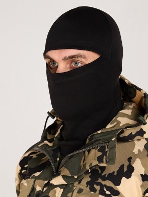 Превью Маска балаклава трикотажная черная хлопковая &mdash; 2