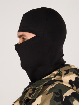 Превью Маска балаклава трикотажная черная хлопковая &mdash; 3
