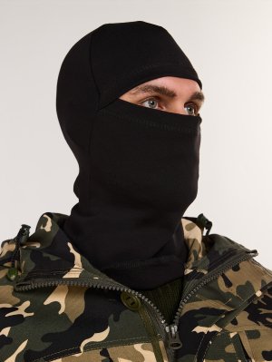 Превью Маска балаклава трикотажная черная хлопковая &mdash; 5