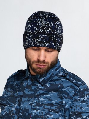 Превью Шапка КМФ на флисе синяя цифра &mdash; 4