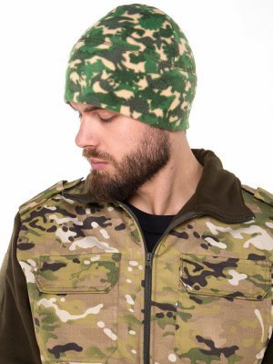 Превью Шапка флисовая кмф зеленая &mdash; 4