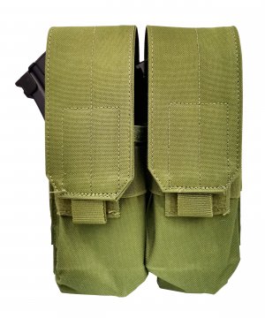 Подсумок оливковый двойной с клапаном для магазинов АК &mdash; 1