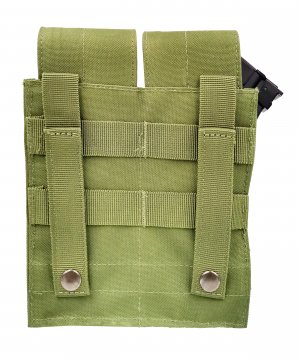 Подсумок оливковый двойной с клапаном для магазинов АК &mdash; 2