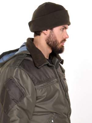 Шапка флисовая с подворотом оливковая &mdash; 4