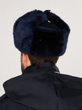 Превью Шапка Полиции зимняя синяя цигейковая — 5