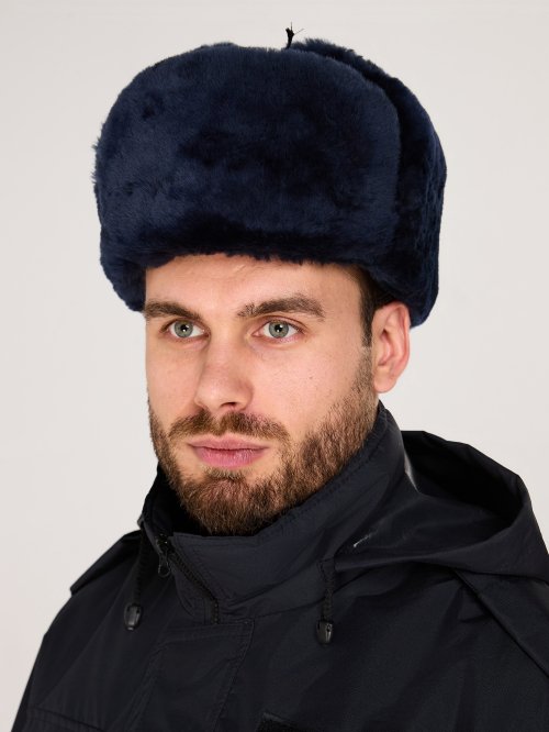 Шапка Полиции зимняя синяя цигейковая &mdash; 1