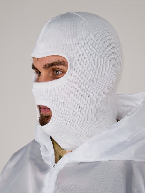 Маска спецназ белая полушерсть с прорезями &mdash; 2