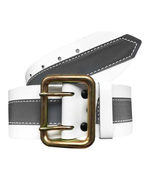 Ремень белый со светоотражающей полоской