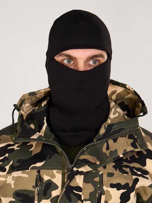 Маска балаклава трикотажная черная хлопковая