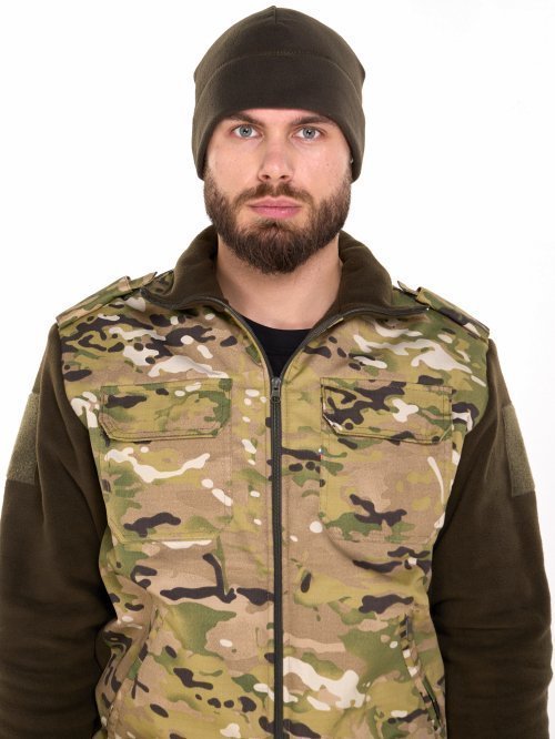 Шапка флисовая оливковая