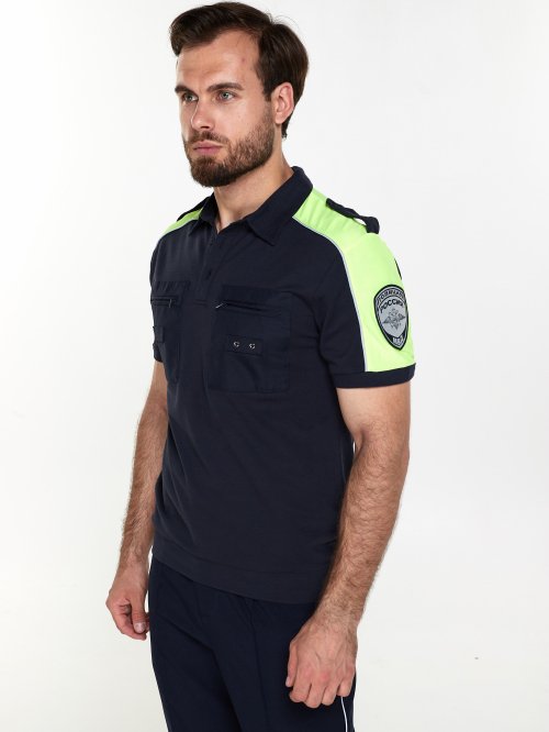 Футболка поло ГИБДД ДПС желтая вставка &mdash; 1