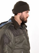 Превью Шапка флисовая с подворотом оливковая &mdash; 4