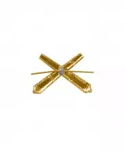 Эмблема артиллерии металлическая желтая