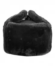 Шапка зимняя черная цигейковая — 3